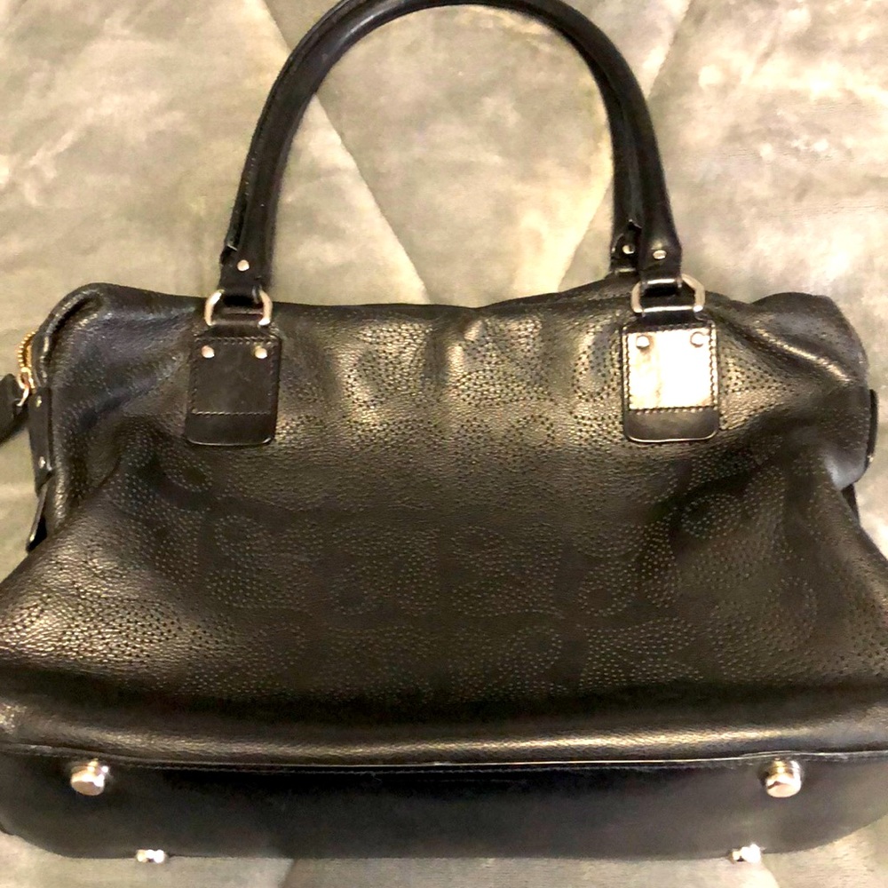 Orla Kiely Women's Sixties Stem Punched Leather Bag in black